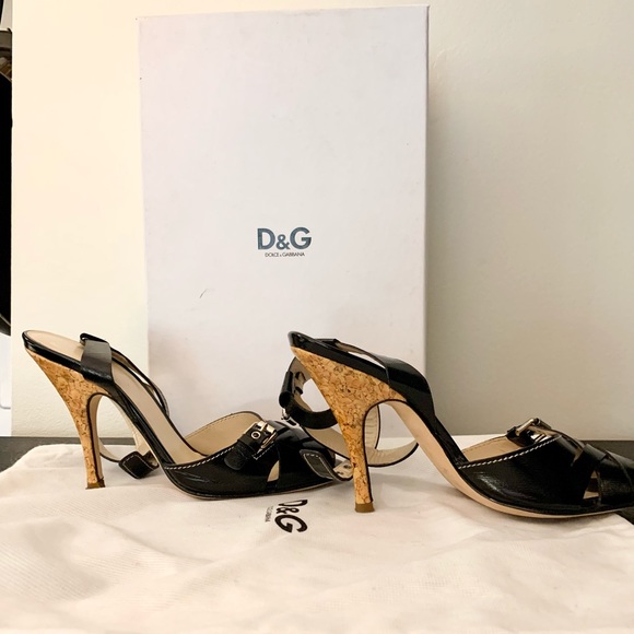 Dolce & Gabbana D&G Black Leather Heels Sandals - Picture 3 of 9